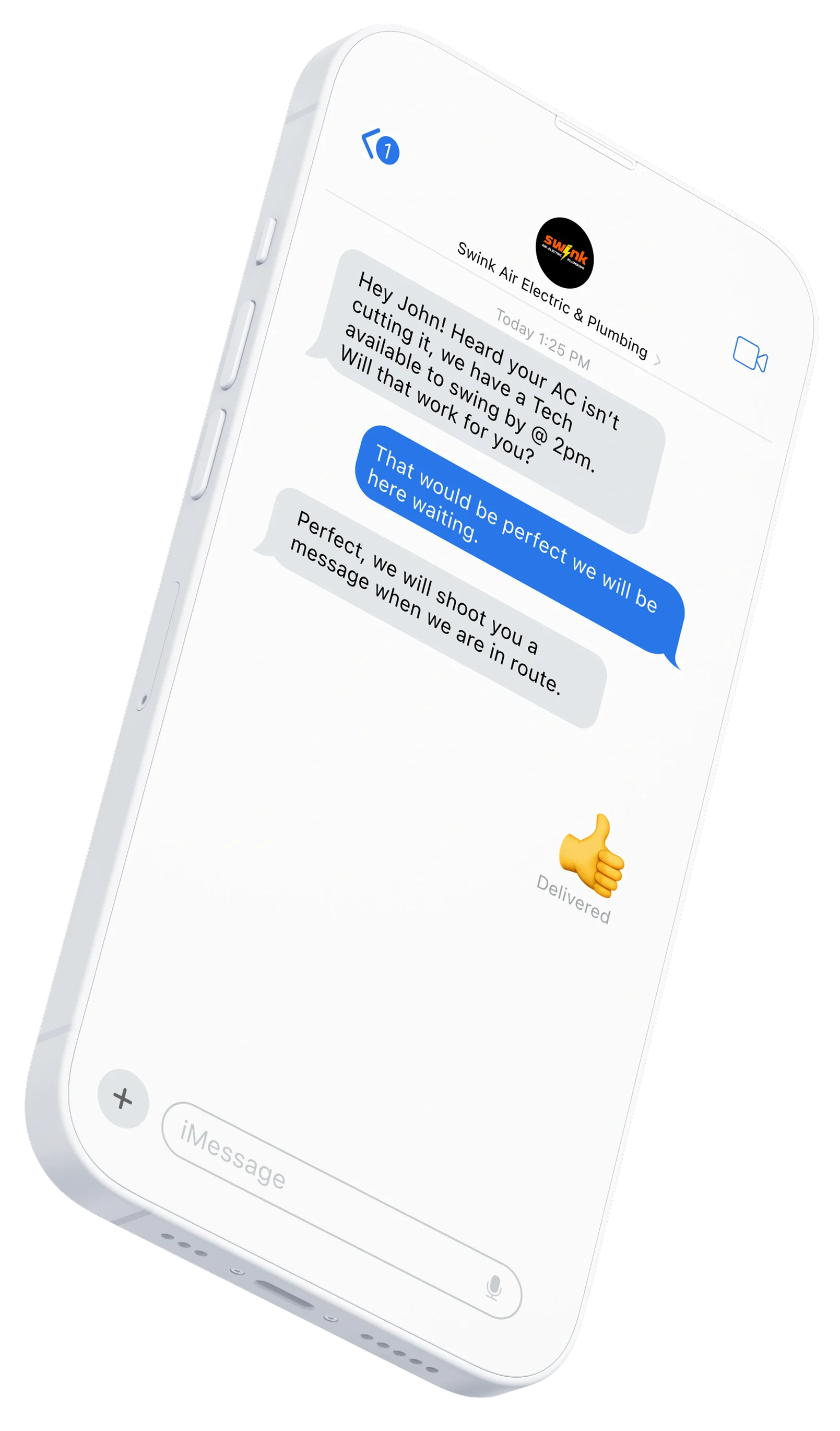 A pro and a homeowner arranging the visit directly over text